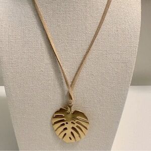GOLD MONSTERA LEAF PENDANT TROPICAL NECKLACE